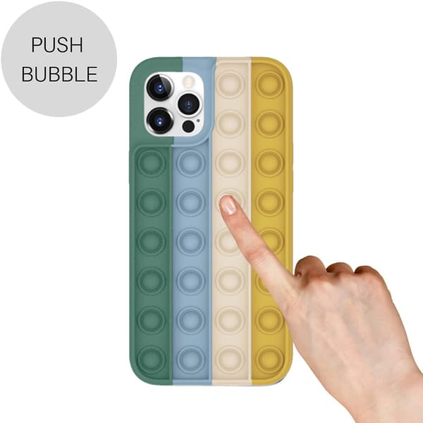 Fidget Leker Telefondeksel, Push Pop Bubble Stress Release Full Kroppsbeskyttelse Støtsikkert Silikondeksel for iPhone, Stressreduserende Deksel for iPhone X/XS