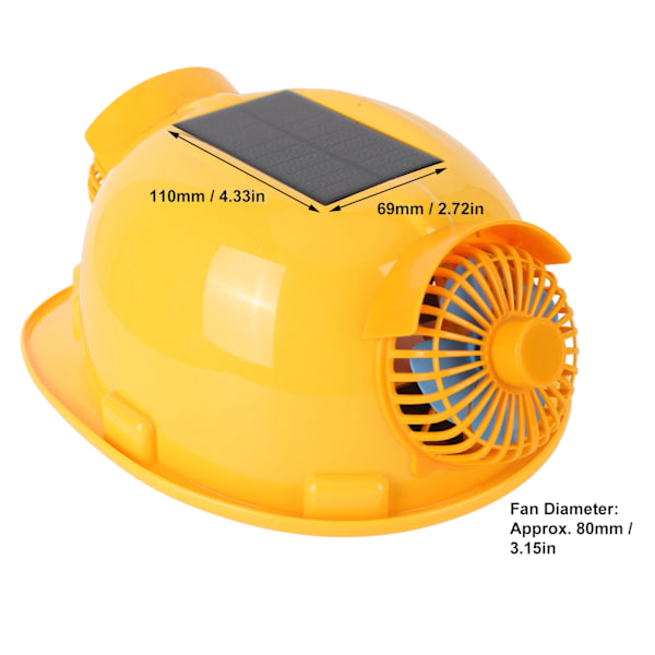 Hjelm med Solcelle-Drevet Blæser - Sikkerhedshjelm med Lys, Åndbar og Genopladelig til Byggeri og Hjemmeforbedring
