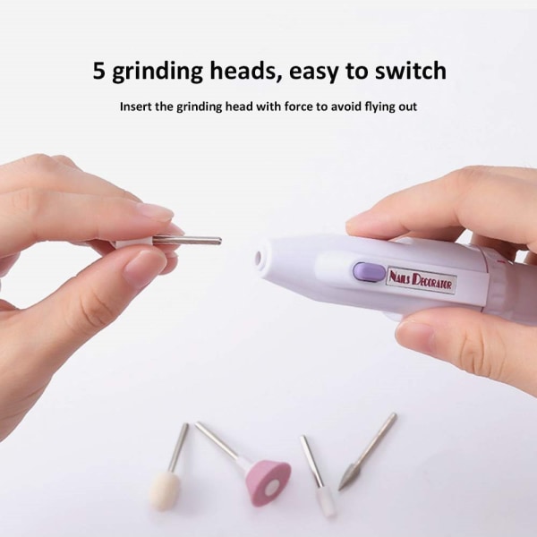 Bärbar mini nagelborr, akrylgelborttagare Nagelverktyg, nagel