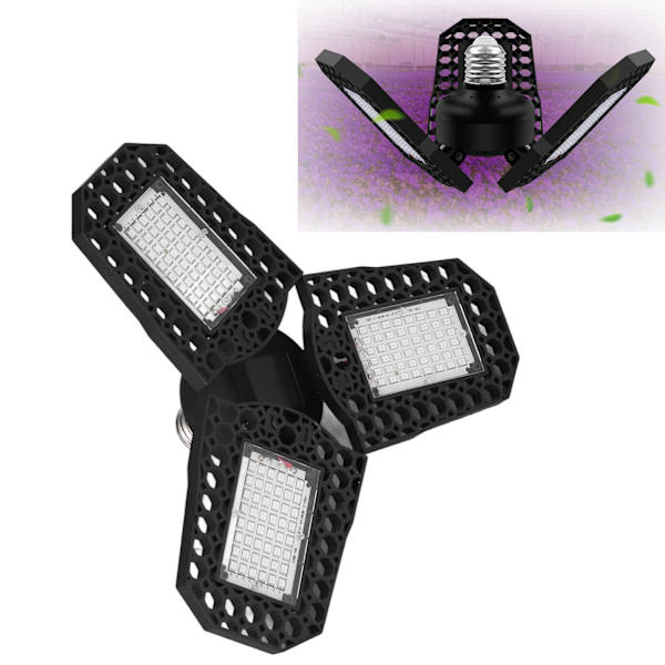 Växtväxtlampa Fällbar 80W Röd Blå Spektrum LED Växttillväxtlampa för Blomma Tomat Peppar Ros