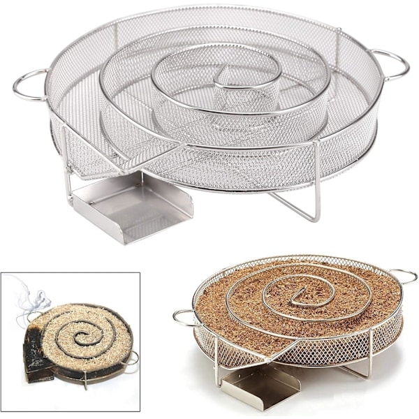 Kallröksgenerator, Rökförstärkare för Kött, Fågel, Grönsaker, Ost, Spiralformad Labyrintdesign i Rostfritt Stål, Enkel Användning Lång Rökning