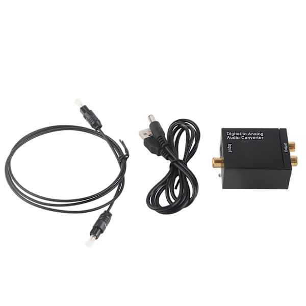 Digital-til-analog-konverter DAC-dekoder med Toslink- og koaksialinnganger til analoge 2RCA-utganger Svart vert USB-kabel Fiberoptisk kabel