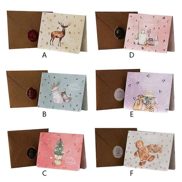 6 st God Jul-kort Julhälsningskort med kuvert DIY-present A