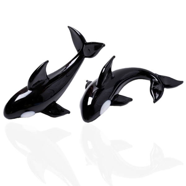 2st handblåsta små valar Figurer Glaskonst Havsdjur Ätpinneställ Present Hem akvariumdekoration