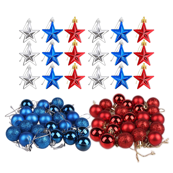 Ljusstark Färgstark Display Patriotiskt Tema, Livfullt Tryck Miljövänlig Plast Glänsande Matt Glitterbollar Med Lättupphängd Design Och Lämplig För