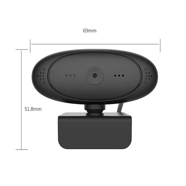 1080P Webcam med Mikrofon, Driverfri USB HD Webkamera til PC/Mac/Laptop/MacBook/Tablet