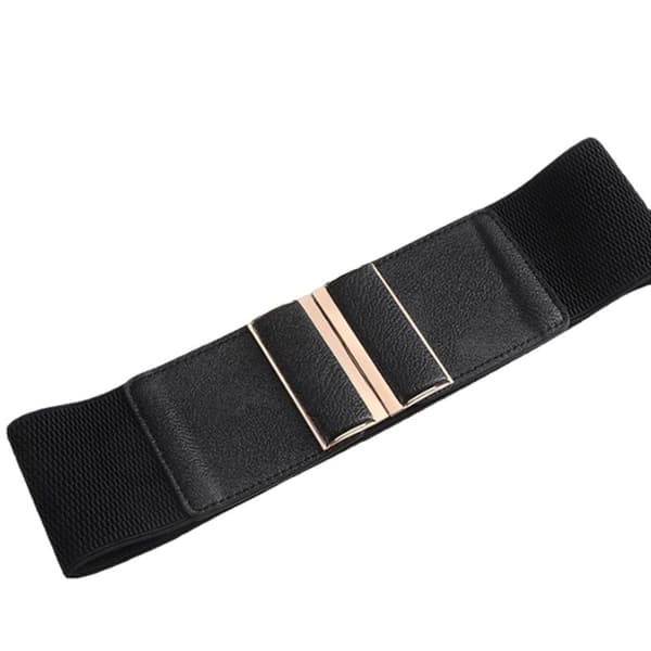 Svart 75 cm elastisk belte for kvinner, stretchbelte, elastisk belte, bredt belte