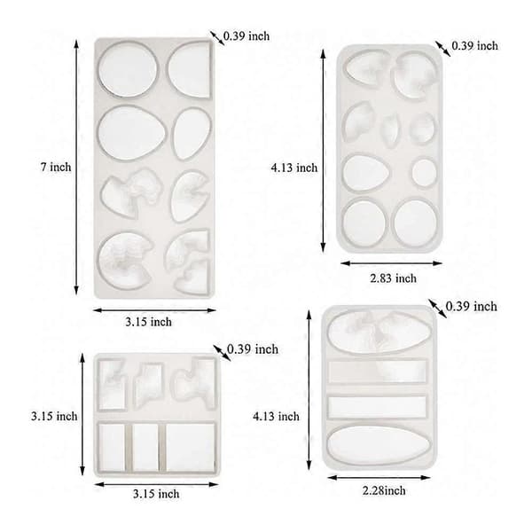 4 Pak DIY Ø Halskæde Ædelsten Vedhæng Epoxy Form Nøglering Vedhæng Resin Silikone Form