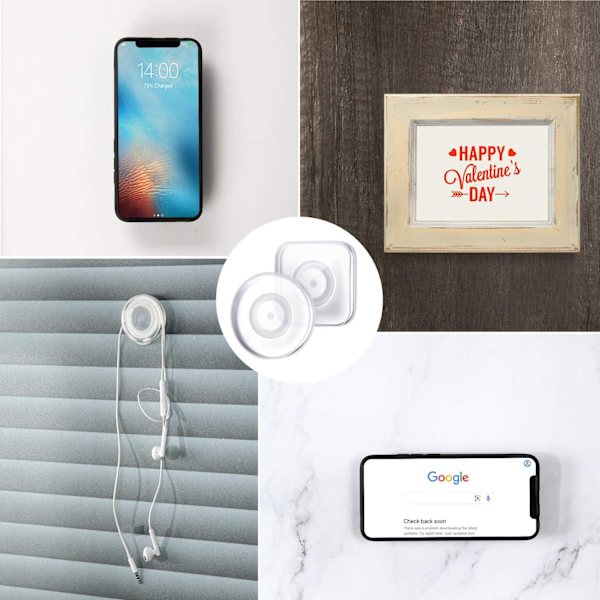 4 stk Nano-lim Casual Telefonholder Nano Magic Stickers Gel Pad Gjenbrukbar Magic Paste uten spor PU for hjem, bil, kontorlagring (hvit)