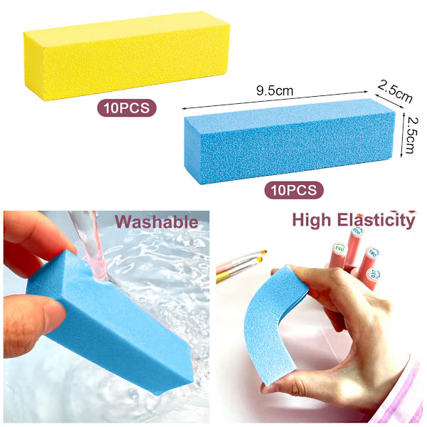 20 st Nail Buffer Block för Akryl och Naturliga Naglar, 4 Sidor
