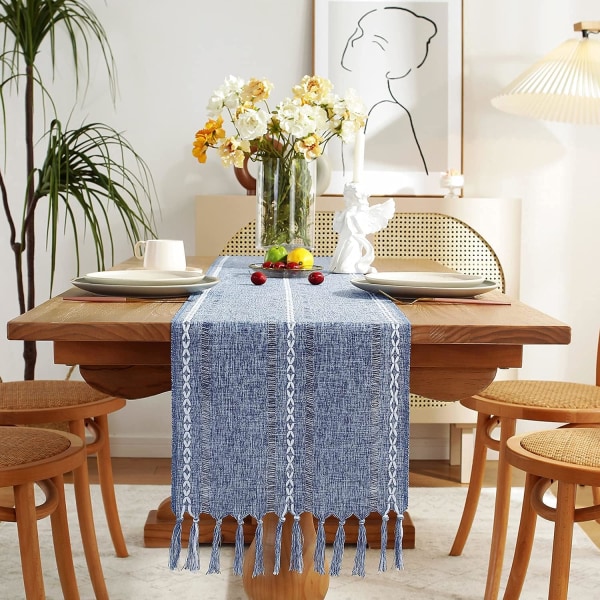 Rustikk Landlig Stil Linduk Løper, Boho Broderte Tabl