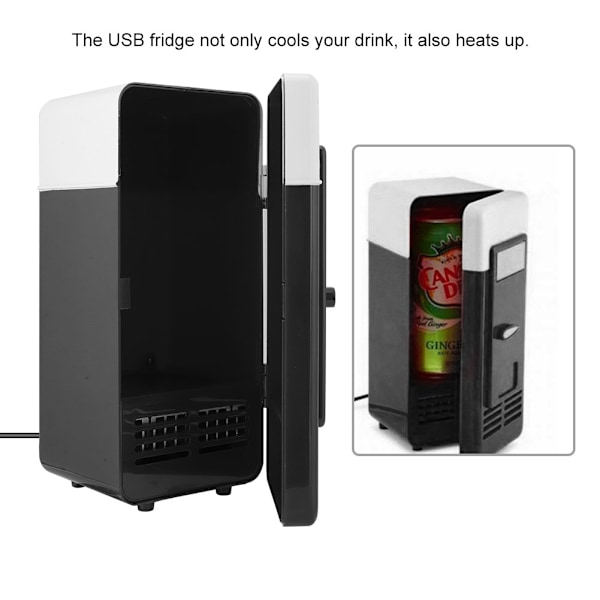 PC USB Mini-jääkaappi Jääkaappi Juomajuoma Tölkkijäähdytin Lämmityslaite Musta