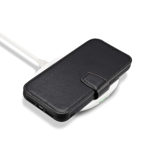 Magnetisk læder-stander-cover til iPhone 14 Plus/ 15 Plus, kompatibelt med MagSafe Black