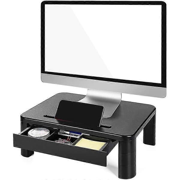 Skærmstativ til skrivebord til pc-skærm, bærbar computer, printer, skærmbord med opbevaringsorganisator, aflaster