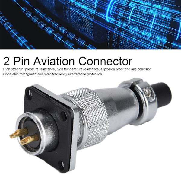 2-polig metallflygkontakt-adapter Vattentät zinklegering WS16 flygkontakt AC 500V