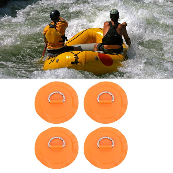 4 stk. Orange D-ring Patch Runde Lett D-ring PVC Patch for Oppblåsbar Båt Surfebrett Stand Up Paddleboard