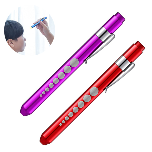 2 st Penna Ficklampa Aluminiumlegering Pen Light LED Pen