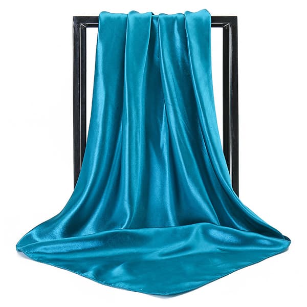 Blå+grön, sidenscarf, 2 satinsjal för kvinnor, ny satin dam