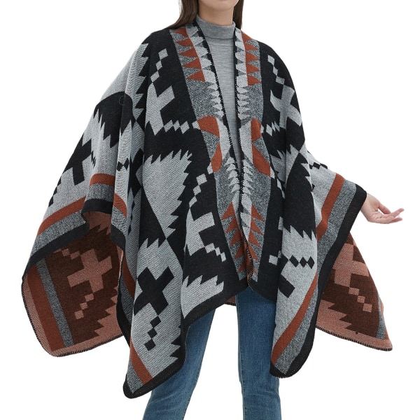 Dame Shawl Wrap Poncho Cardigan Trøje Åben Foran til