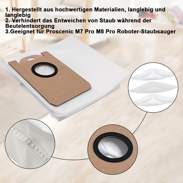 10 stora dammsugarpåsar lämpliga för Proscenic M7 PRO M8 PRO dammsugare