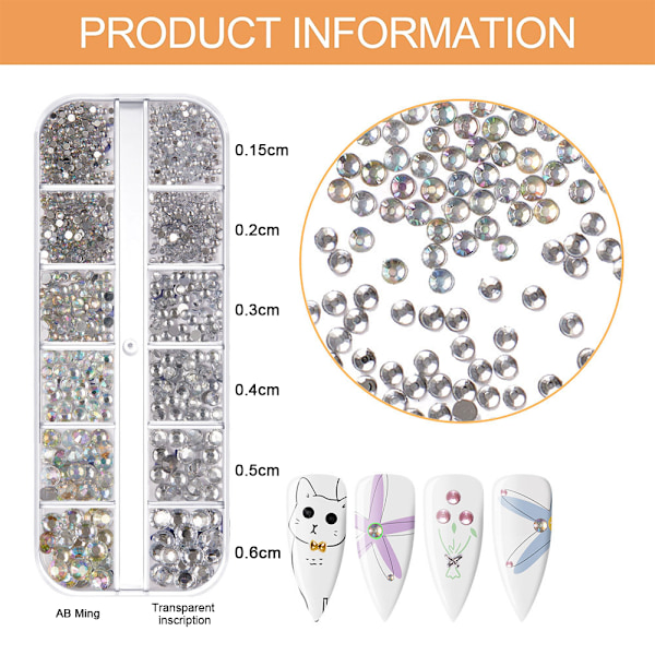 Neglekunst Rhinestones, Negle Stene Runde Forme Flatback Stene, til Negle Design Håndværk Kunst Sko