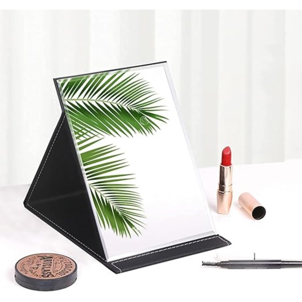 1 stk. PU Læder Folde Makeup Spejl - Foldbart Bordplade Makeup S