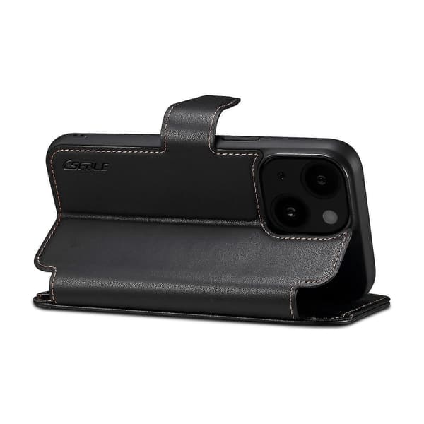 Magnetisk læder-stander-cover til iPhone 14 Plus/ 15 Plus, kompatibelt med MagSafe Black