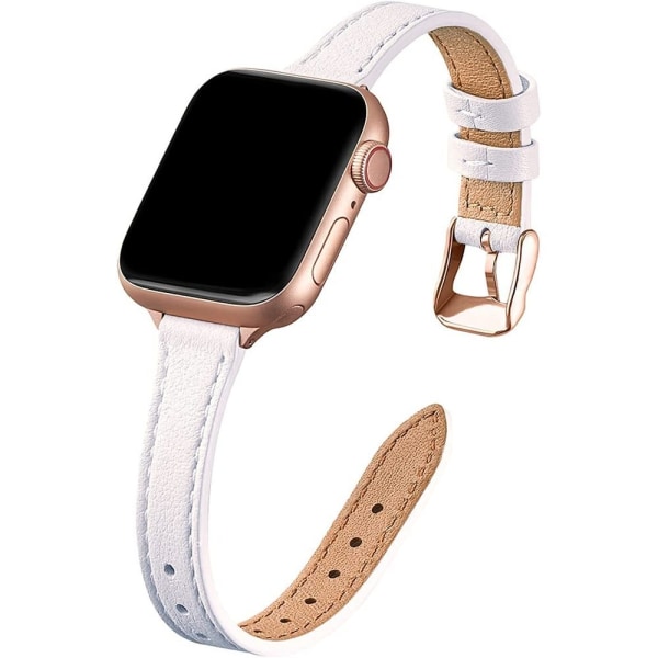 Kompatibel med Apple Watch-armband 38mm 40mm 41mm, äkta ersättningsläderarmband, smalt och lätt armband för iwatch-serien 7/6/5/4/3/2/1