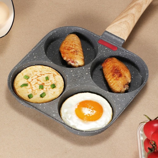 Äggstekpanna, Förtjockad Pannkropp Säkerställer Hållbarhet & Långvarig Prestanda, Design med Fyra Hål För Samtidig Matlagning, Nonstick-beläggning