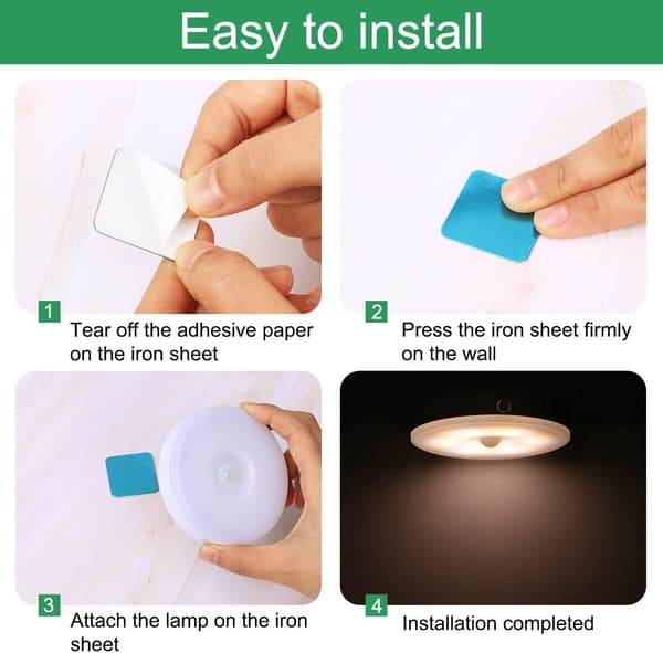 Bevegelsessensorlys for innendørs bruk, LED nattlys, USB oppladbart Wi
