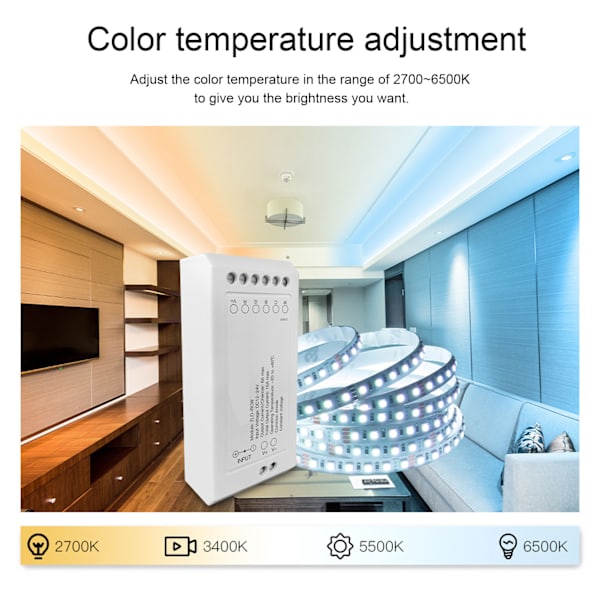 Zigbee LED Driver Smart Home LED Strip Controller RGB+CW Lysbåndscontroller med App DC12~24V