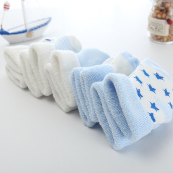 5 Par Nye Varme Baby Terry Sokker, Babysokker, Tegneserie Baby