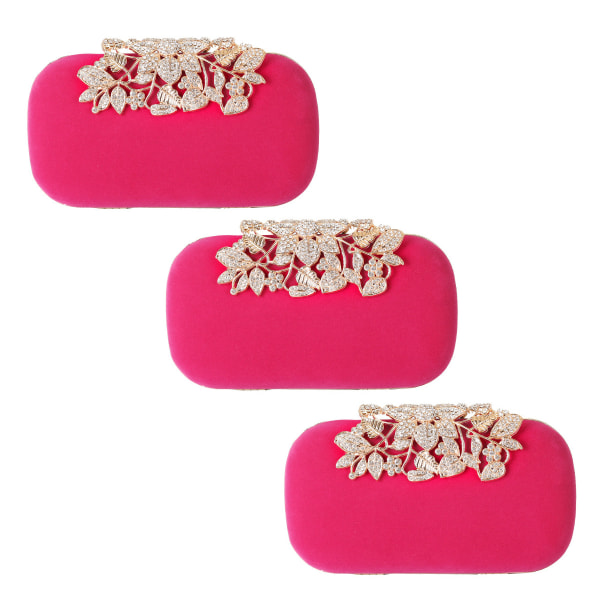 Kveldsveske for kvinner, blomsterlukking, rhinestone-krystall
