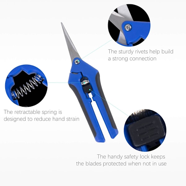 Beskärningssax, Bekymmersfri Trädgårdsskötsel, 3-pack med Titianbelagda Blad, Böjda Blad, Ergonomisk Design, Halkfritt Grepp, Bred Användning för