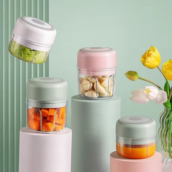 Bærbar foodprocessor til krydderier, nødder, grøntsager, kød, ideel gave til madelskere, 250 ml, rustfrit stål, let at samle og rengøre, rå