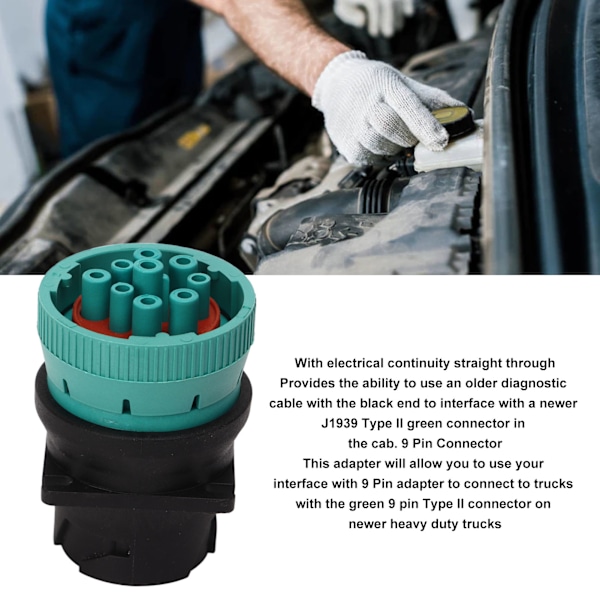 J1939 II-adapter 9-stifts lastbildiagnostisk port Adapter Ersättning för Paccar för Nexiq datalänk
