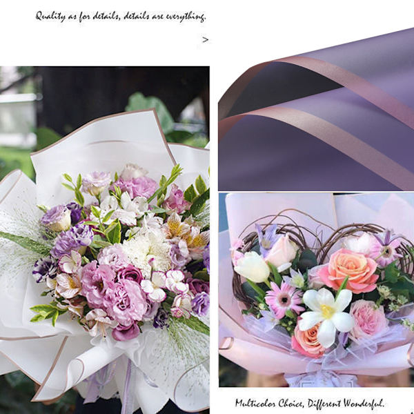 20 ark gullkant blomsterinnpakningspapir, DIY gaveinnpakning, Wa