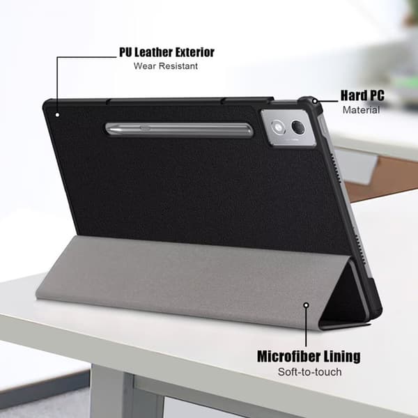 Lenovo Tab M10 FHD Plus Tåligt Tri-fold Läderfodral - Grå Silver