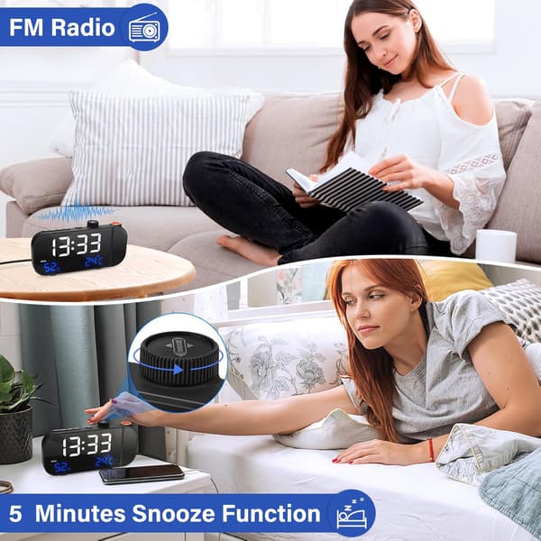Väckarklocka Digital Sängklocka för Sovrum med FM-radio Proj