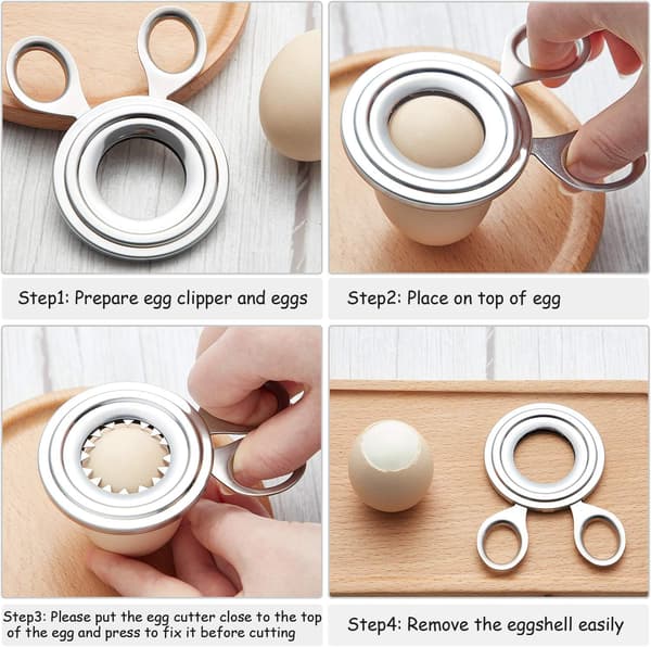 2 stk. Eggkutter Topper Rustfritt Stål Hardkokt Eggkutter