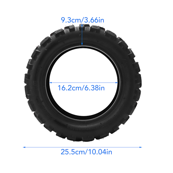 90/65‑6.5 Elektrisk Scooter Dekk Gummi Slagfast Buffering Slitesterk Terreng Scooter Dekk