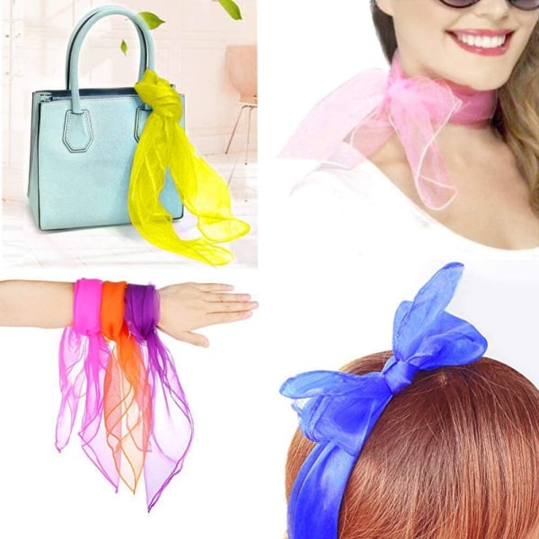 Sjal Liten Tunn Chiffon, Fyrkantig, Mjuk Retro Enfärgad, Halshårsslips, Stola Sjal