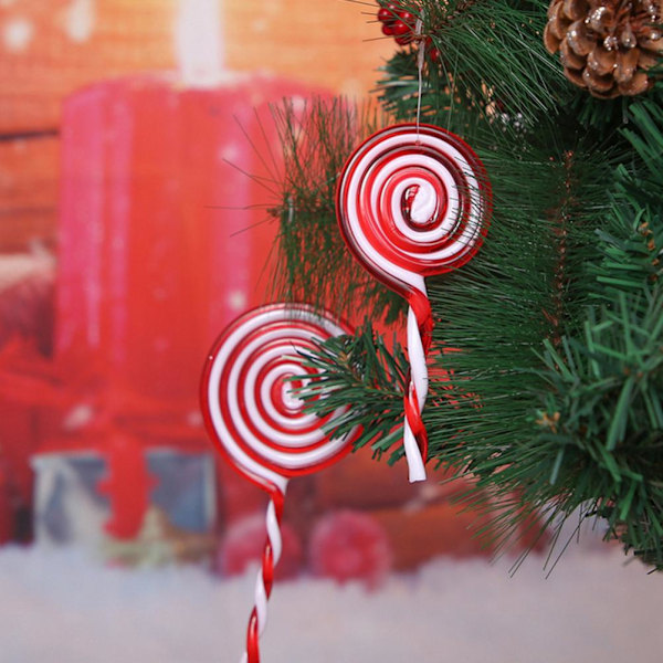 Kreativa polkagrisar, julgransdekorationer med pepparmint för glädjefylld feststämning, återanvändbara juldekorationer för inom- och utomhusmiljöer (5 stycken)