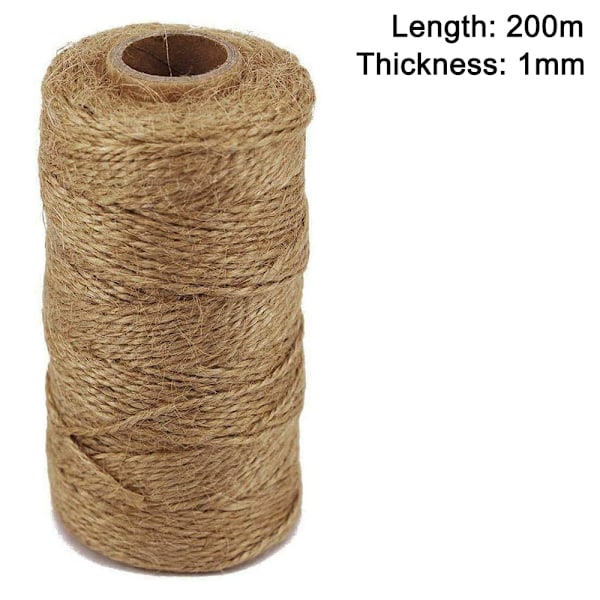 Miljövänlig Jute Snöre, 200m Hållbart & Robust Garn för Hantverk, Trädgårdsarbete och Dekorativa Användningsområden, Perfekt för Vintage-Inspirerade Projekt & Presenter