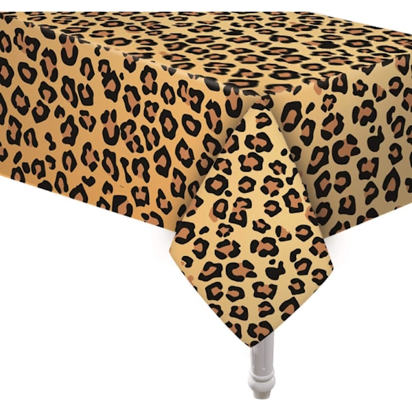 Rektangulär Bordsduk, Plastduk För Zoo Djungel Safari Temafest, Djurmönster Med Leopardmönster, Temafödelsedagsfester