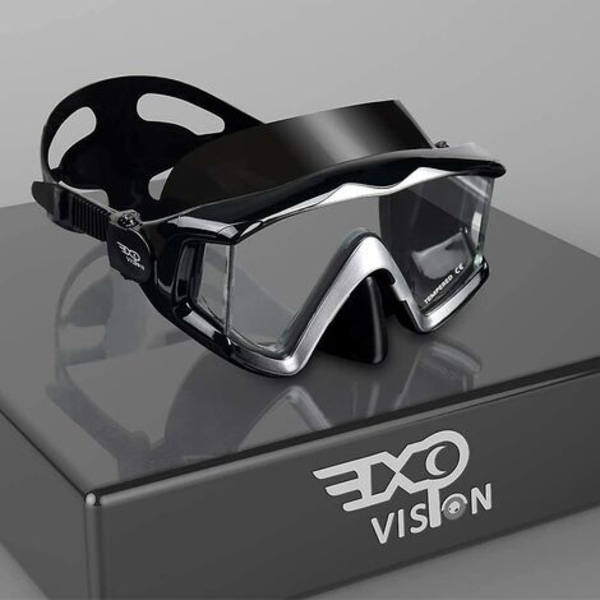 Panoramadykmask för vuxna med snorkel, härdat glas, dykmask av premiumkvalitet, simglasögon med nässkydd, dykutrustning