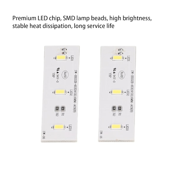 2 st LED-ljuslist för kylskåp, ersättningsdel för frys, kylskåpsljuslist, reparationsdel för SW BX02B DC 12V