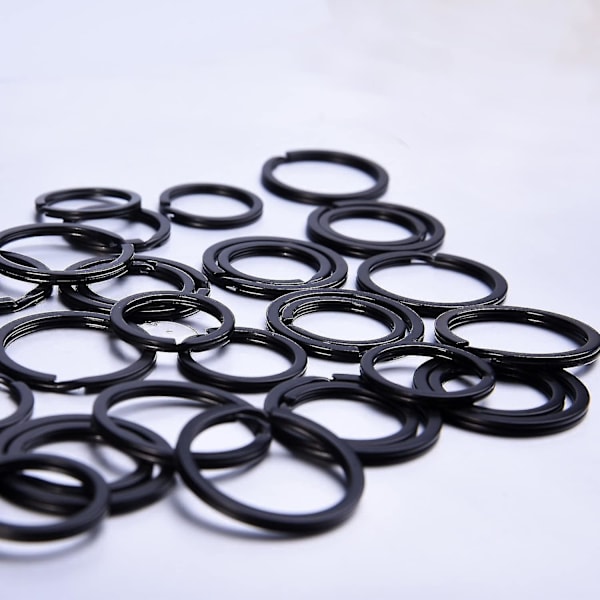 Litteät avaimenperät Avaimenperärenkaat Metalliset halkeavat renkaat Avaimenperät Avaimenperärenkaan halkeavat renkaat Auton ja kodin avaimille, koiran tarroille, 35 mm ja 25 mm, musta, 40 kpl