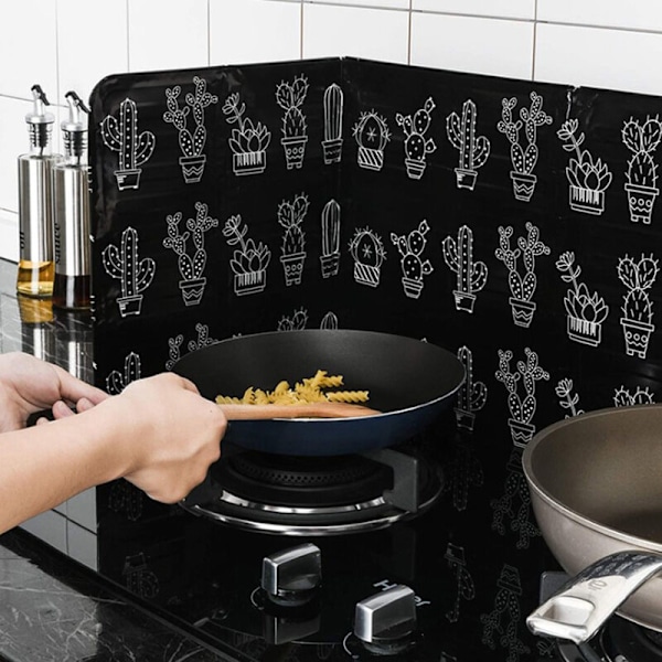 Stänkskydd i aluminiumfolie med non-stick, vindtätt skydd för närliggande plastbehållare, hopfällbar design för enkel förvaring, lämplig för flera användningsområden