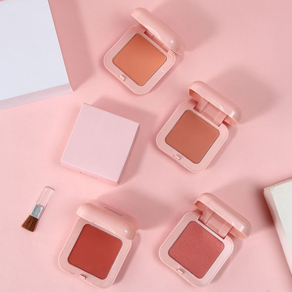 Ansiktsrouge Naturligt Fint Puder Långvarig Rosa Fodral Söt Ansiktsrouge Puder med Borste för Kvinnor 06 Tegelröd